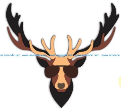Deer wearing glasses file cdr and dxf free vector download for Laser cut