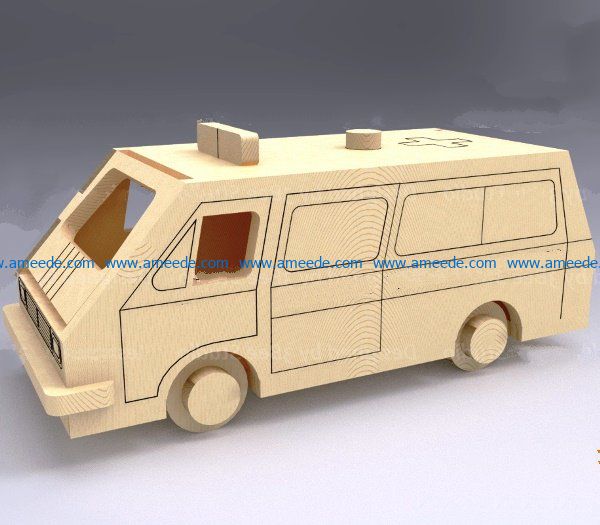 Ambulance model file cdr and dxf free vector download for Laser cut