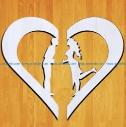 Couple with heart file cdr and dxf free vector download for Laser cut