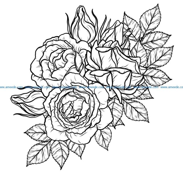 Four Roses File Cdr And Dxf Free Vector Download For Laser Engraving 