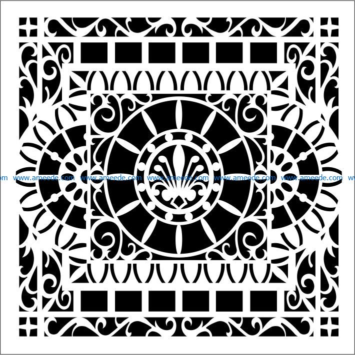 Square decoration E0009217 file cdr and dxf free vector download for laser engraving machines