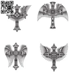 Cross with wings file cdr and dxf free vector download for laser engraving machines