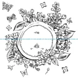 Flowers with insects file cdr and dxf free vector download for laser engraving machines