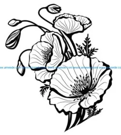 Poppies file cdr and dxf free vector download for print or laser engraving machines