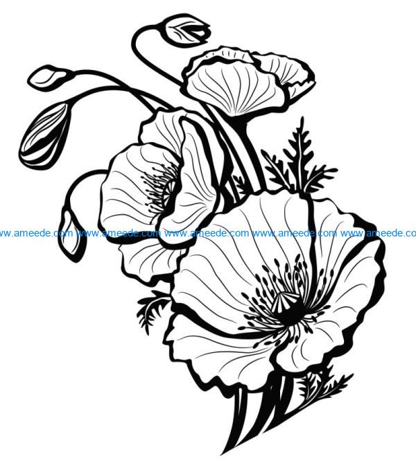 Poppies file cdr and dxf free vector download for print or laser ...
