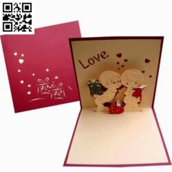 3D Love card file cdr and dxf free vector download for Laser cut