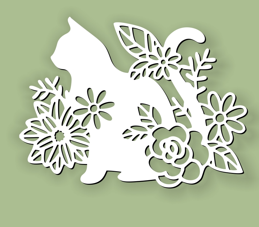 Download Cat with flower E0010614 file cdr and dxf free vector ...