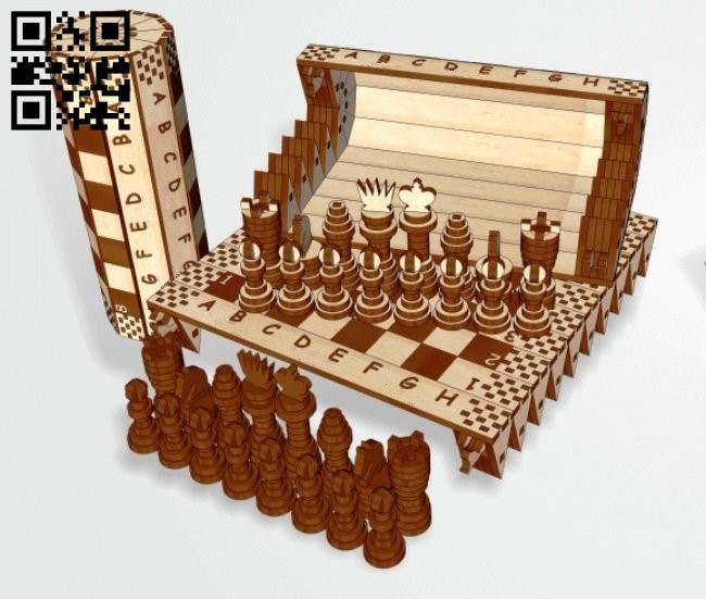 Laser Cut Wooden Chess Set Illustration (.ai) vector file free
