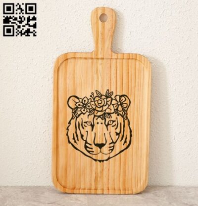 Tiger with floral E0010887 file cdr and dxf free vector download for laser engraving machines