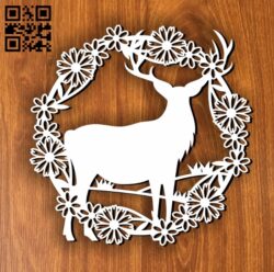 Dear with wreath E0011256 file cdr and dxf free vector download for laser cut