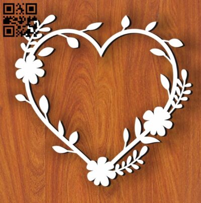 Heart Wreath E0011199 file cdr and dxf free vector download for Laser cut