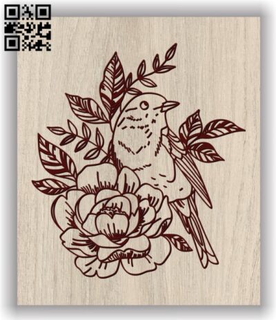Bird and flowers E0011661file cdr and dxf free vector download for laser engraving machines