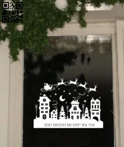 Christmas city E0011779 file cdr and dxf free vector download for Laser cut