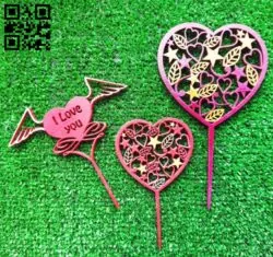 Heart toppers E0011669 file cdr and dxf free vector download for laser cut