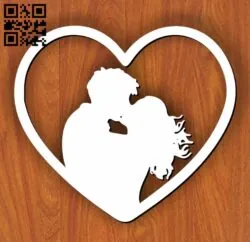 Heart with couple E0011646 file cdr and dxf free vector download for laser cut