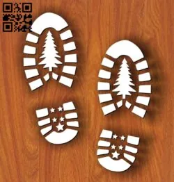 Santa Shoe Stencils E0011974 file cdr and dxf free vector download for laser cut