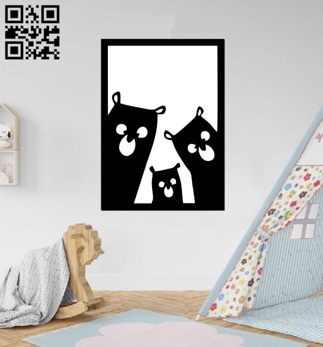 Three dogs mural E0012114 file cdr and dxf free vector download for laser cut plasma