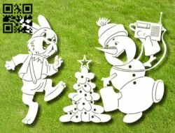 Hare and snowman E0012259 file cdr and dxf free vector download for laser engraving machines