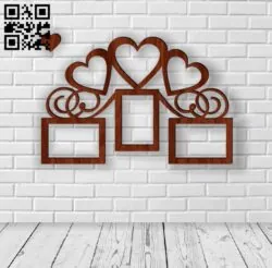 Heart photo frames E0012313 file cdr and dxf free vector download for laser cut