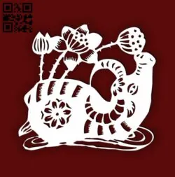 Buffalo with lotus E0014494 file cdr and dxf free vector download for laser cut