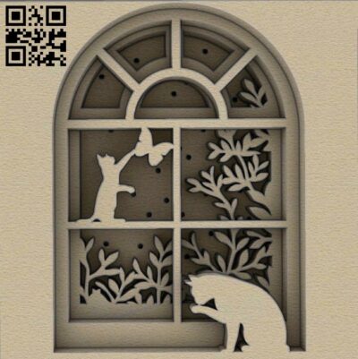 Cat on the window E0014661 file cdr and dxf free vector download for laser cut