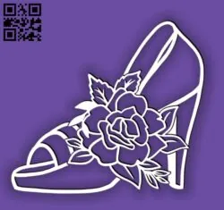 Shoe with flower E0014542 file cdr and dxf free vector download for laser cut