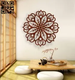 Flower mandala wall decor E0016339 file cdr and dxf free vector download for laser cut plasma