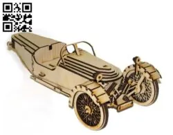 3 wheeler car 3D Puzzle CU003002 file cdr and dxf free vector download for Laser cut cnc