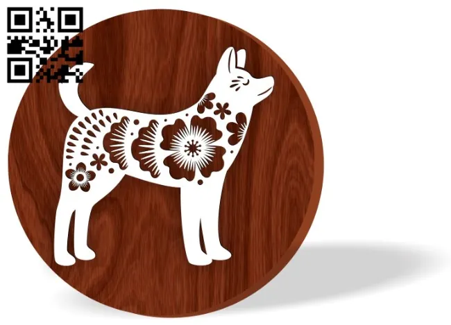 Dog zodiac year E0016534 file pdf free vector download for laser cut