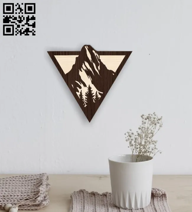 Mountain wall decor E0016454 file pdf free vector download for laser cut plasma