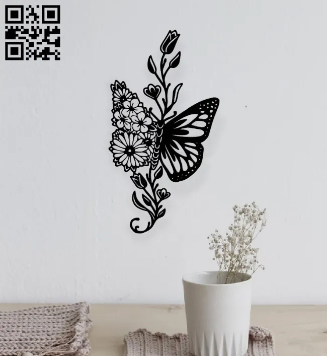 Butterfly E0016728 file pdf free vector download for laser cut plasma