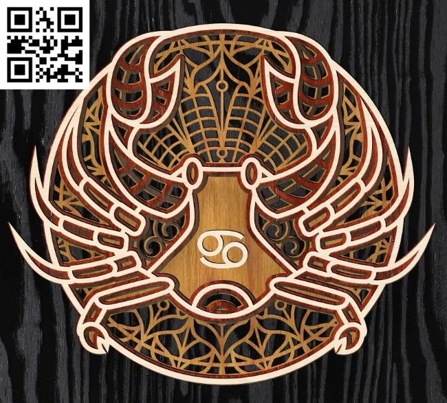 Layerd Cancer zodiac E0016632 file pdf free vector download for laser cut