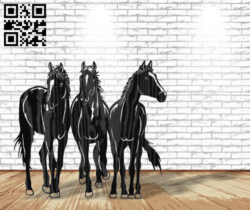 Three horses E0016755 file pdf free vector download for laser cut plasma