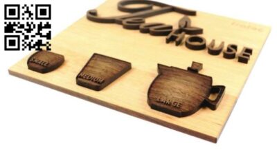 Tea house wood sign E0017316 cdr and dxf free vector download for laser cut