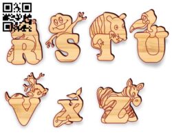 Animal alphabet E0017718 file cdr and dxf free vector download for laser cut