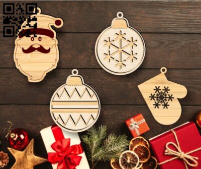 Christmas Ornament E0017937 file cdr and dxf free vector download for Laser cut