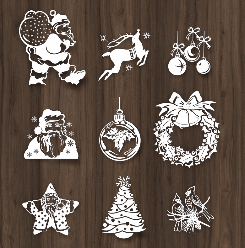 Christmas decorations E0017952 file cdr and dxf free vector download for Laser cut