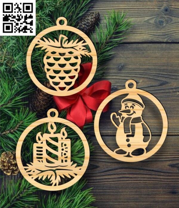 Christmas ball E0018036 file cdr and dxf free vector download for laser