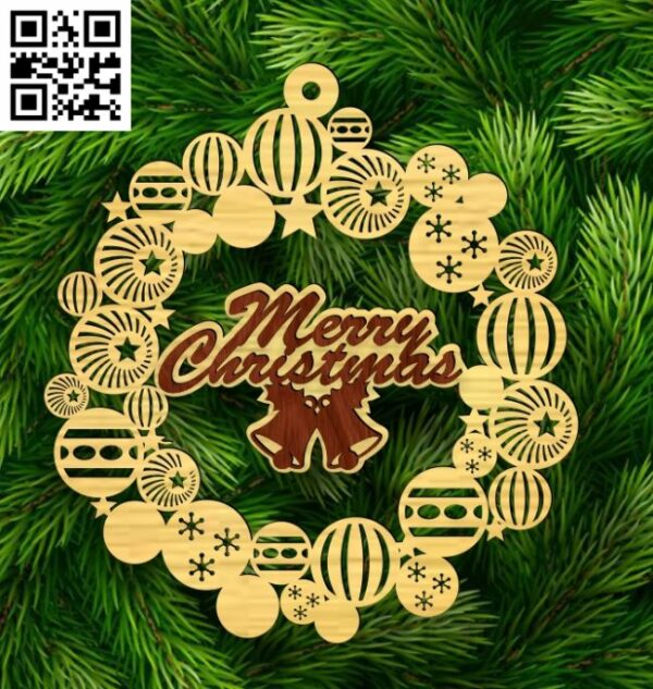 Christmas wreath E0018033 file cdr and dxf free vector download for