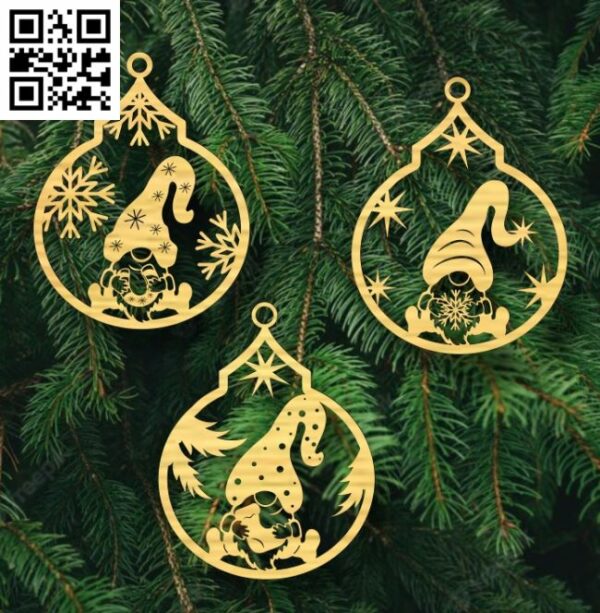 Gnomes on Christmas tree decorations E0018073 file cdr and dxf free