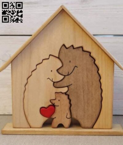 Hedgehog family E0018659 file cdr and dxf free vector download for cnc cut