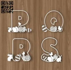 Easter Bunny Alphabet E0018743 file cdr and dxf free vector download for laser cut