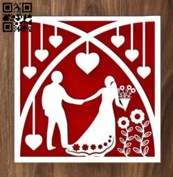 Wedding card E0018880 file cdr and dxf free vector download for laser cut