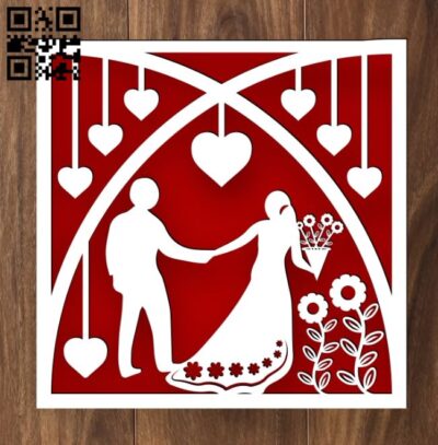 Wedding card E0018880 file cdr and dxf free vector download for laser cut