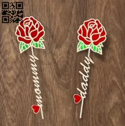 Rose with words E0019103 file cdr and dxf free vector download for laser cut