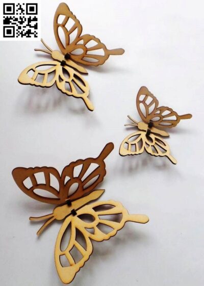 3D Butterfly E0019230 file cdr and dxf free vector download for Laser cut