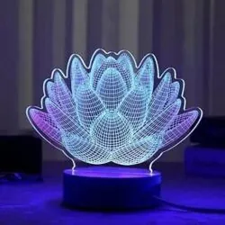 3D illusion led lamp flower E0019433 free vector download for laser engraving machine