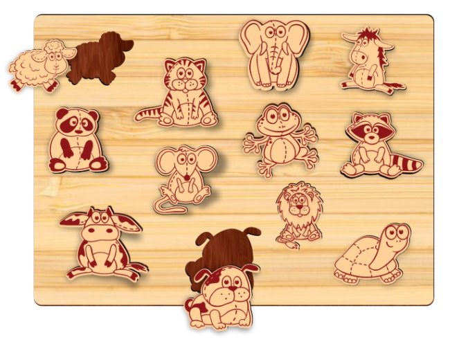 Animal puzlle E0019988 file cdr and dxf free vector download for laser cut