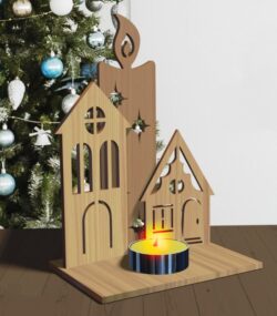 Christmas Candle holder E0020477 file cdr and dxf free vector download for laser cut