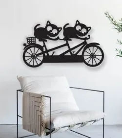 Cats with bike E0020658 file cdr and dxf free vector download for laser cut plasma